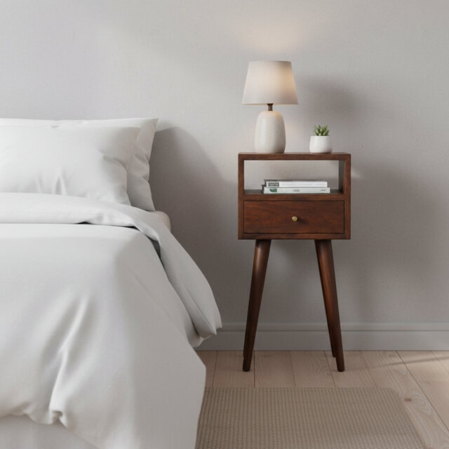 Fithian 1 Drawer Solid Wood Bedside Table