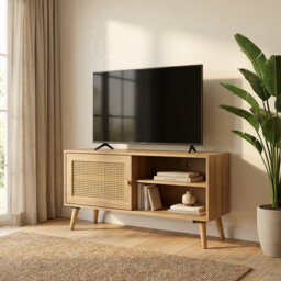 Anagh  & Rattan 1 Door Small Tv Stand Unit
