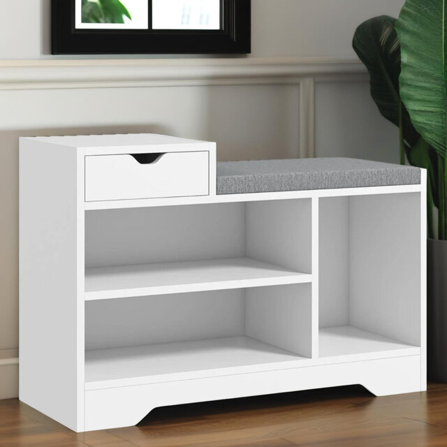 Shoe Bench Storage Shoe Rack with Hidden Compartment, Entryway Furniture