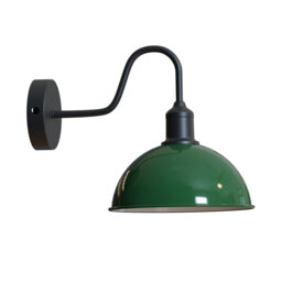 Modern Industrial Vintage Dome Wall Sconce – Fixed Curved Arm Metal Light for Bedroom, Hallway, Living Room, and Office.