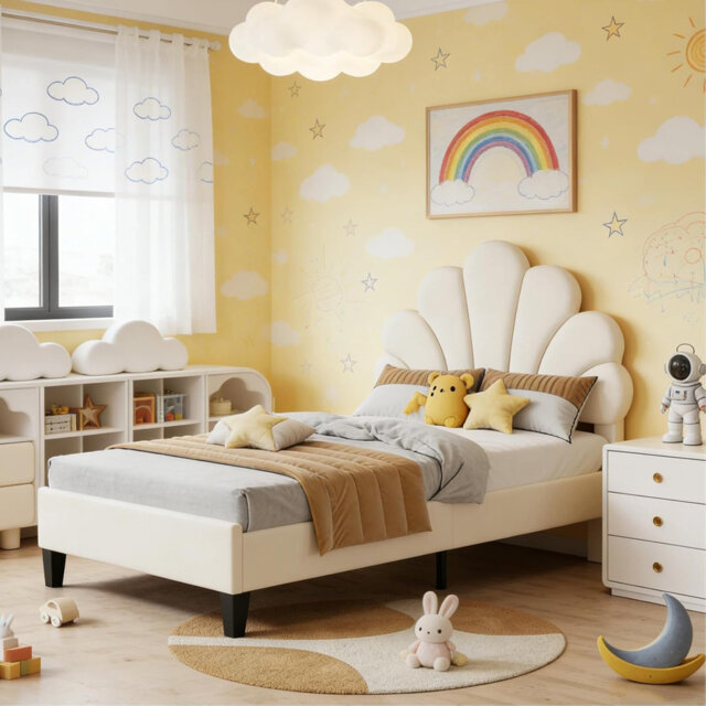Single Bed, 90 x 200 cm, Children's Bed with Adjustable Headboard, Bed Frame with Box Spring Frame, Princess Bed, Girls Bed, Velvet