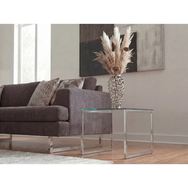 Tall Silver Aluminium Floor Vase