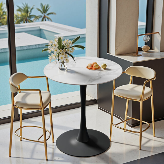 Cleofus Round Metal Base Dining Table