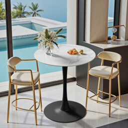Cleofus Round Metal Base Dining Table