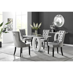 Scottsmoor Halo Dining Table Set in Modern High Gloss with 4 Luxury Velvet Dining Chairs