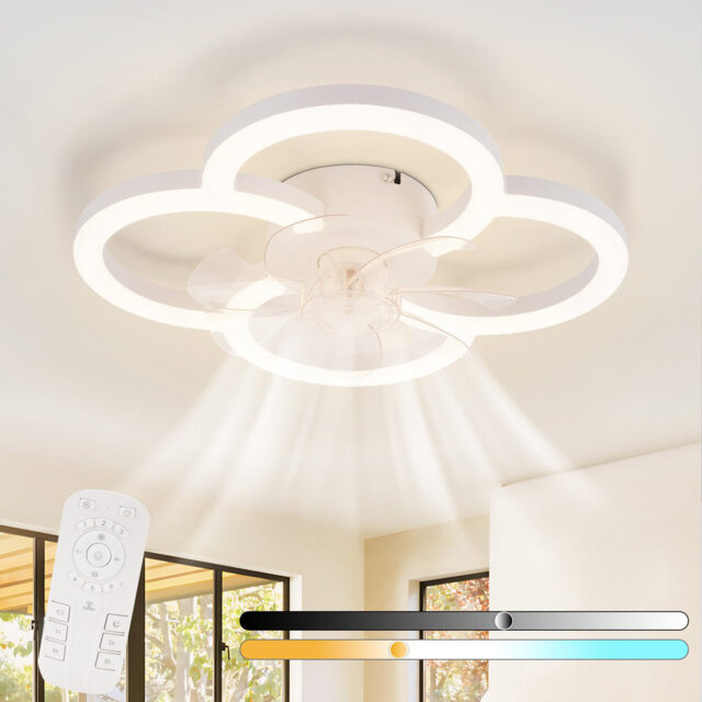 LED Ceiling Fan With Lighting - 40W Quiet Ceiling Lamp Fan with Remote Control Dimmable Modern Ceiling Light 6-Speed ??Timer Bedroom Ceiling Fans for