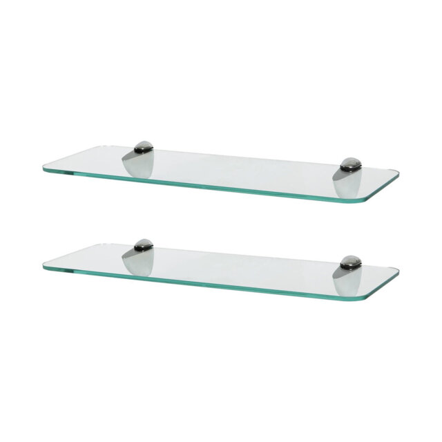 Harbour Housewares - Rounded Floating Glass Shelves with Metallic Brackets