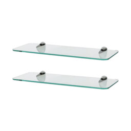 Harbour Housewares - Rounded Floating Glass Shelves with Metallic Brackets