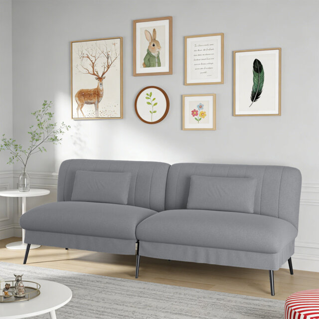 COMHOMA Fabric Sofa Bed 3 Seater Upgraded Frame 5-Gear Back Angle Adjustable Futon Sofa For Living Room, Guest Room