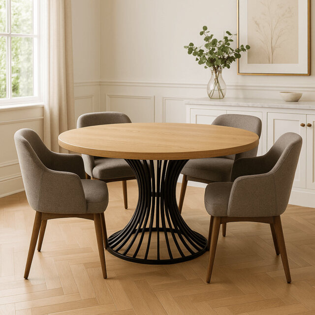 Amberley Round Solid Oak Dining Table Vortex Base