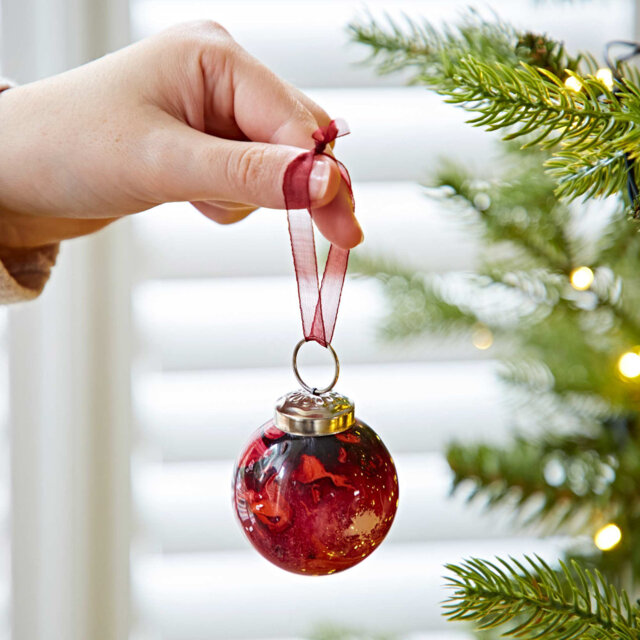6cm Marble Glass Bauble
