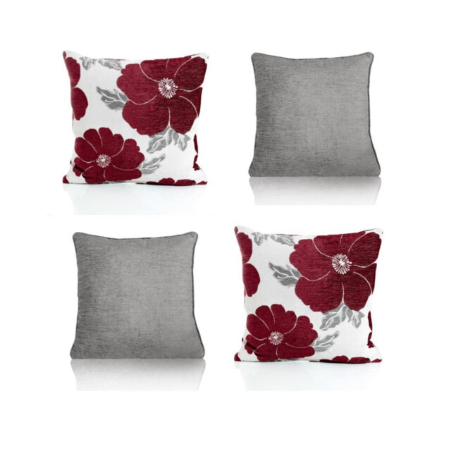 Darionte Poppy Chenille Cushion Cover with Filler Pad