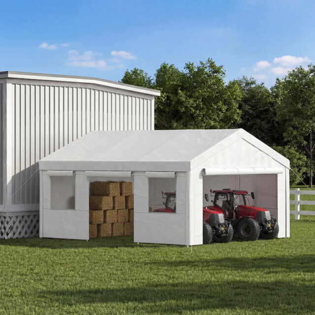 Carport Canopy & Party Tent, Multi-Purpose Portable Garage with Removable Sidewalls and Mesh Windows