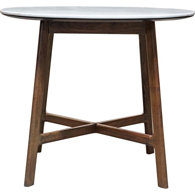 Adaline Round Marble Top Solid Wood Base Dining Table