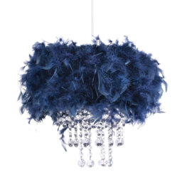 Contemporary Feather Pendant Light Shade with Transparent Acrylic Droplets