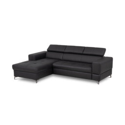 Tinos Genuine Leather Corner Sofa with Pull Out Bed with Storage and Adjustable Headrests