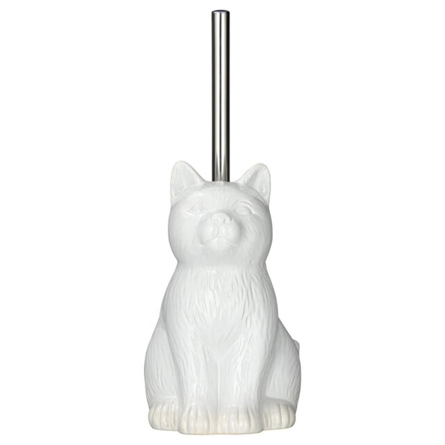 Ceramic Cat Toilet Brush Holder,Reusable,Practical,White
