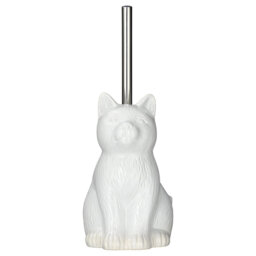 Ceramic Cat Toilet Brush Holder,Reusable,Practical,White