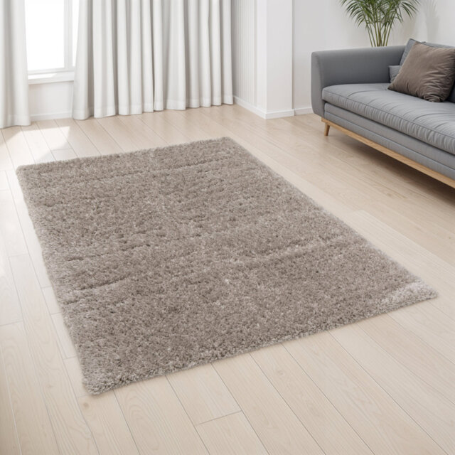 Machine Woven Shaggy 50 mm Rug, Recycled P.E.T, Plain Colour