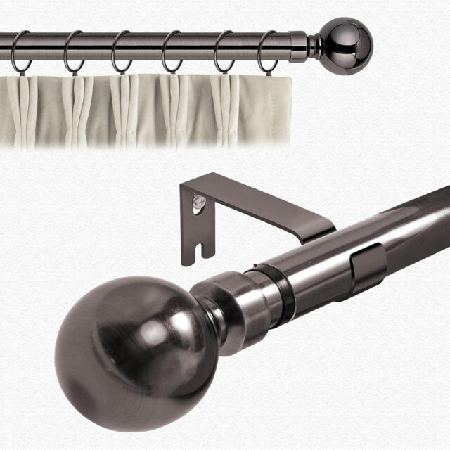 Aspire Homeware Adjustable Plain Metal Ball Curtain Rod With Hardware Accessories