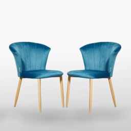 Siyana Modern Velvet Dining Chairs - Ergonomic Curved Back with Solid Wooden Legs