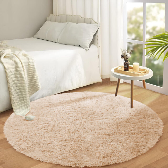 Round Shaggy Area Rug – Ultra-Soft Plush High-Pile Rug For Living Room And Bedroom