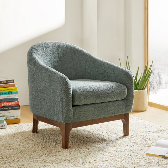 Joseph Modern Boucle Armchair Chair with Barrel Back