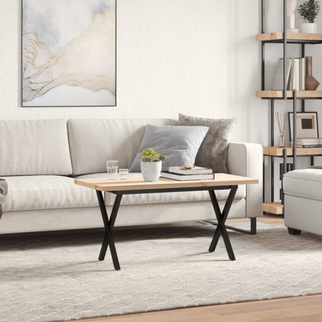 Coffee Table X-Frame Solid Wood Pine And Steel
