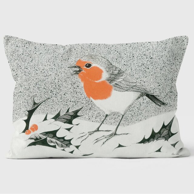 Robin in a Snowstorm - Christmas Cushion