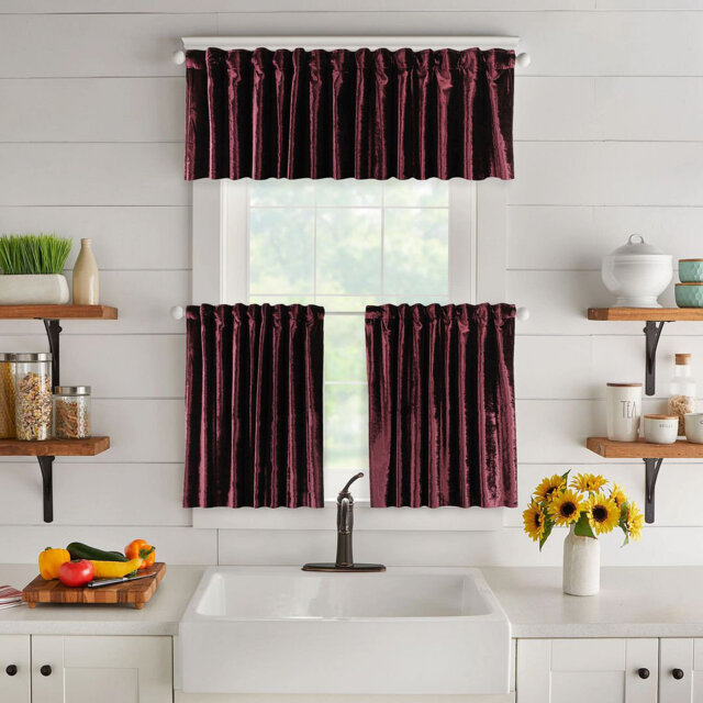 Solid Colour Kitchen Curtain