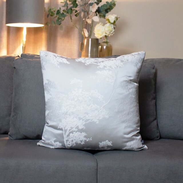 Cagle Floral Silver Square Throw Cushion