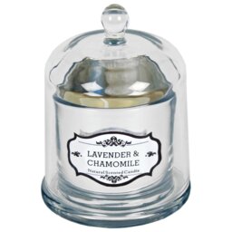 Lavender & Chamomile Scented Jar Candle with Glass Holder