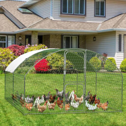Large Metal Chicken Coop, Walk-in Poultry Cage, Chicken Run Pen House with Waterproof Anti-Ultraviolet Cover for Yard, Outdoor Farm
