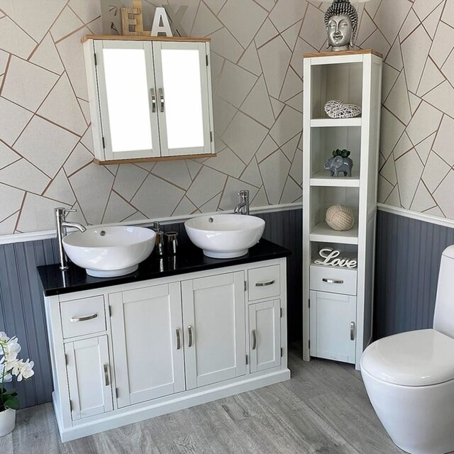 Busse 1230mm Double Bathroom Vanity with Vessel Stone Basin