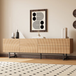 "Unfinished TV Stand for TVs up to 77"" with Fireplace Included"