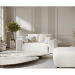 Two-seater square arms loveseat sofa