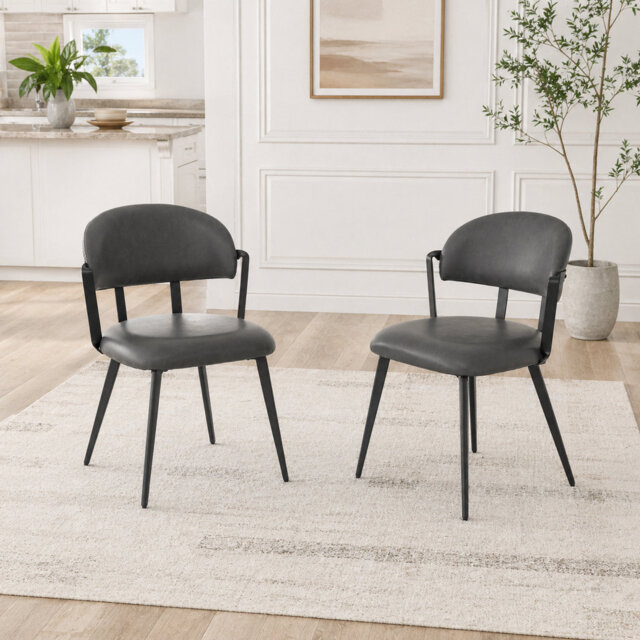 Windsor Space-Saving Dining Chair With Twisted Metal Detail, PU Upholstered