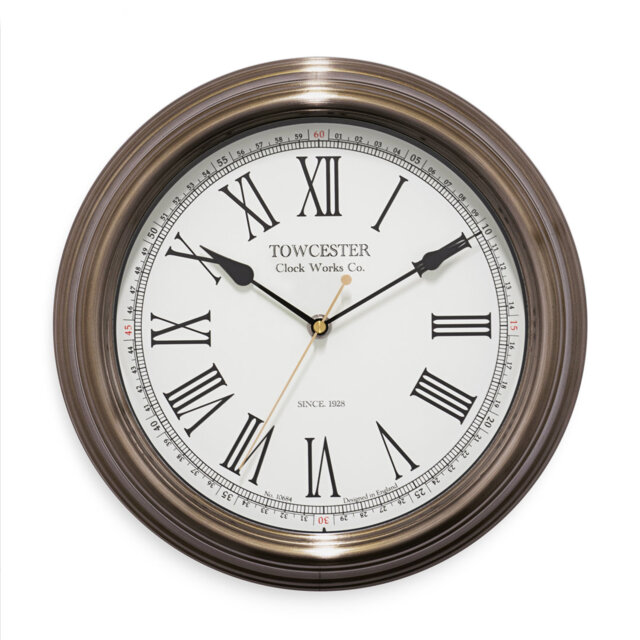 Acctim Wall Clock Metal Case Roman Numerals Spade Hands 30cm