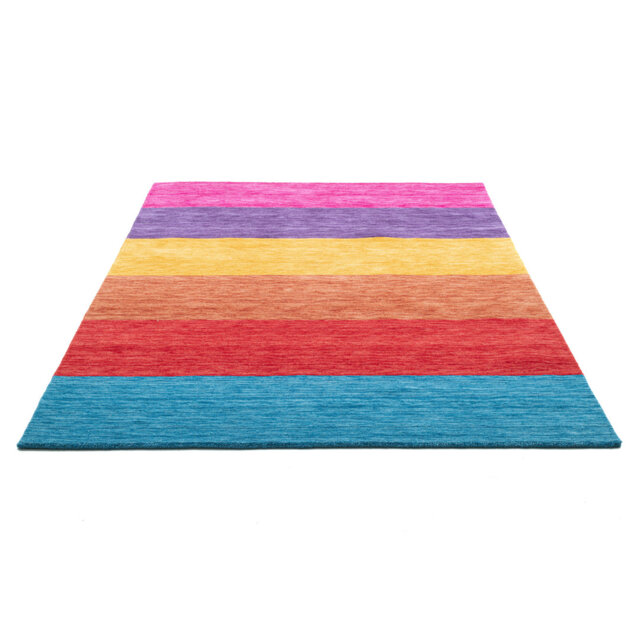 Hand Loomed Wool Red/Blue Rug