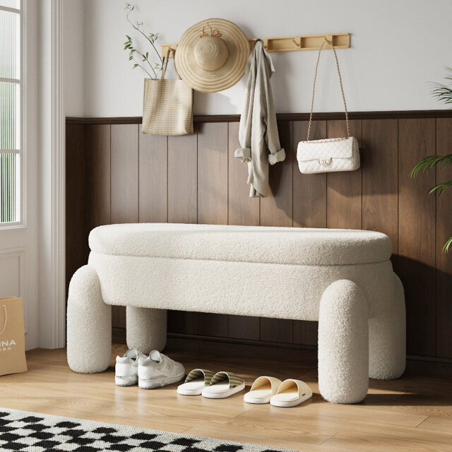 110cm W Teddy White Novelty Storage Bench
