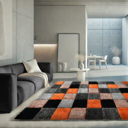Shaggy Blocks High Pile Rug - Orange