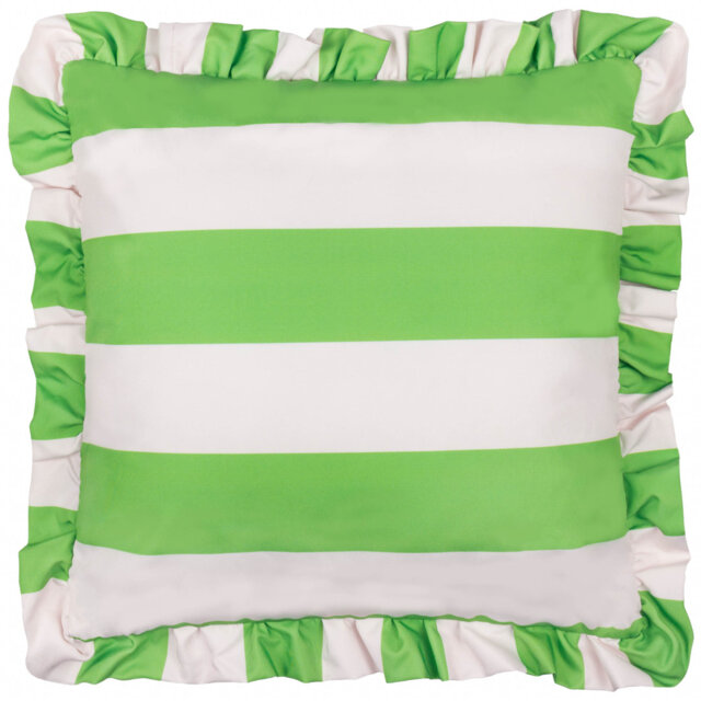 Palm Royale Stripe Ruffle Indoor / Outdoor Striped Square Cushion