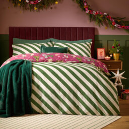 Feline Festive Striped Duvet Cover Set