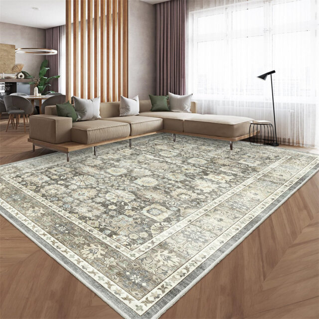 Dezrae Oriental Tufted Machine Woven Ivory Area Rug