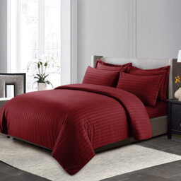 Microfiber 250 TC Reversible Complete Stripe Duvet Cover Set with Pillowcases
