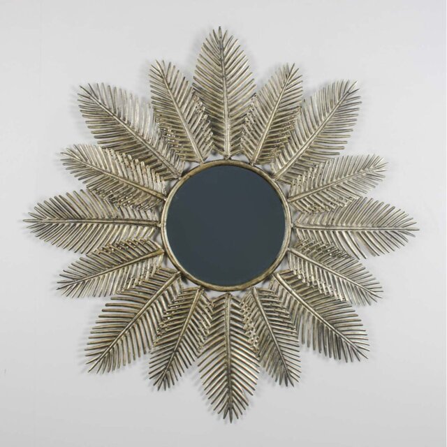 Novelle Round Metal Framed Wall Mounted Accent Mirror in Gold