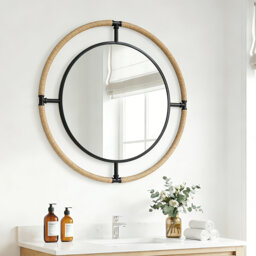 80cm Round Accent Mirror With Rope Frame