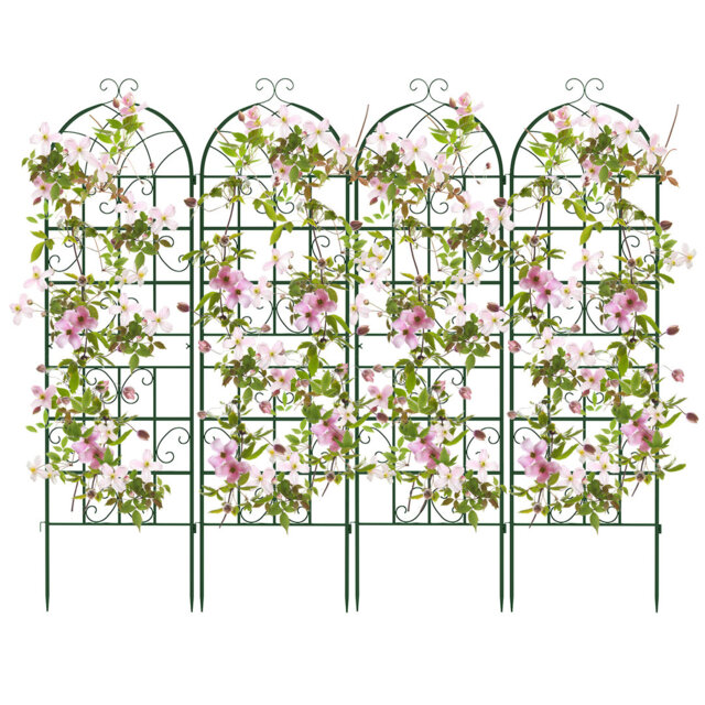 Metal Garden Trellis For Climbing Plants 4 Pack Fence Trellis Panels 180Cm Tall Retro Style Cucumber Trellis