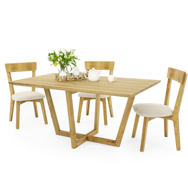 Natonya Oak Solid Wood Base Dining Table