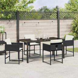 Vidaxl Garden Dining Set 5 Pcs Black Poly Rattan
